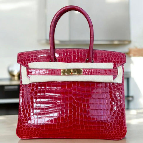 Birkin 30 Braise Shiny Porosus