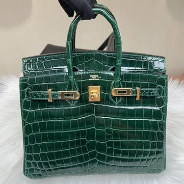 Birkin 25 Vert Fonce Shiny Niloticus