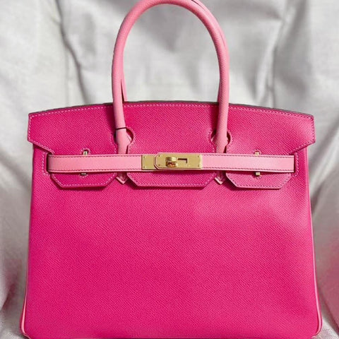 Birkin 30 Rose Tyrien/Rose Confetti Epsom
