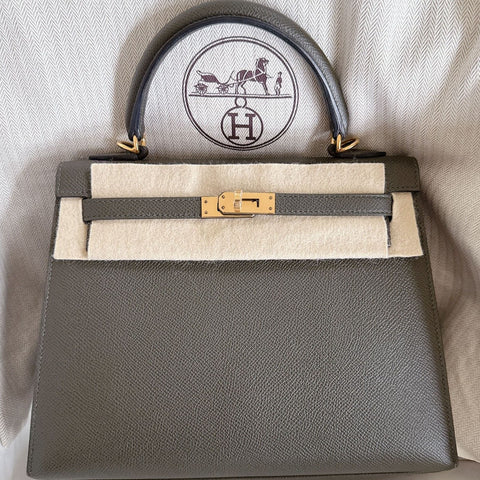 Kelly 25 Sellier Vert de Gris Epsom