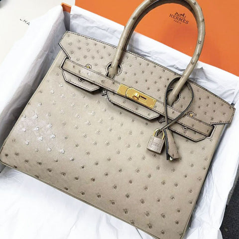 Birkin 30 Gris Tourterelle Ostrich
