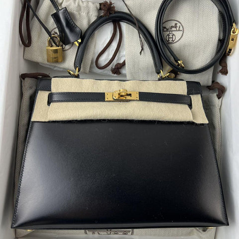 Kelly 25 Sellier Black Boxcalf