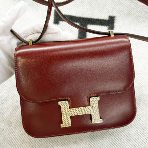 Constance 18 Rouge H Boxcalf Ficelle