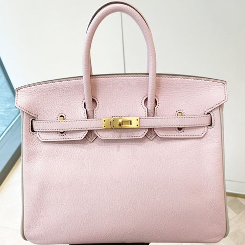 Birkin 25 Rose Sakura/Gris Perle Chevre