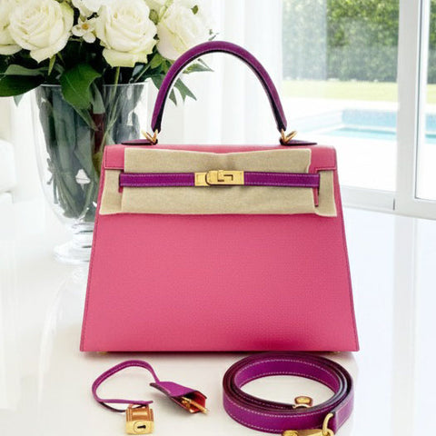 Kelly 25 Sellier Rose Azalee/Anemone Epsom