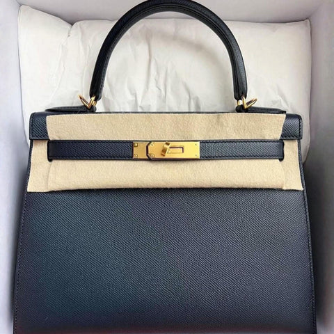 Kelly 28 Sellier Blue Indigo Epsom