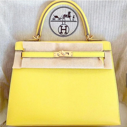 Kelly 25 Sellier Lime Epsom