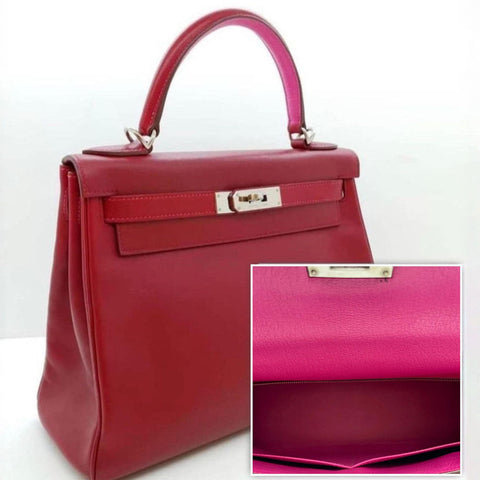 Kelly 28 Eclat Rubis/Rose Tyrien Tadelakt