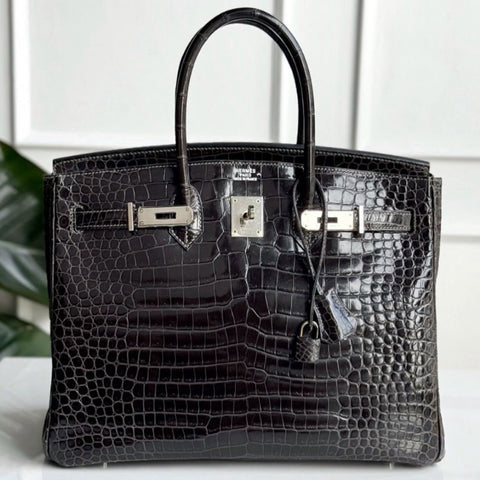 Birkin 35 Graphite Shiny Porosus