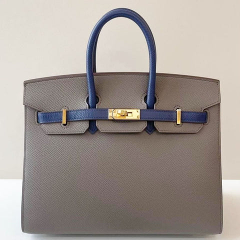 Birkin 25 Sellier Etain/Blue Sapphire Epsom