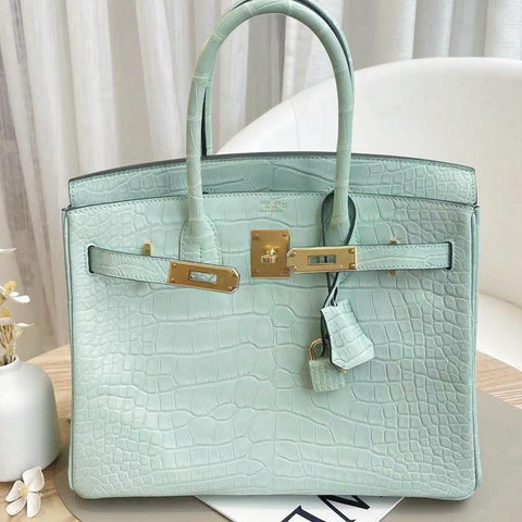 Birkin 30 Vert d'Eau Matte Alligator