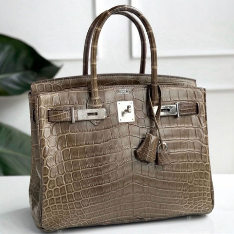 Birkin 30 Gris Elephant Matte Alligator