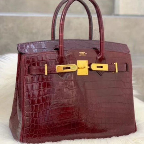 Birkin 30 Bordeaux Shiny Niloticus