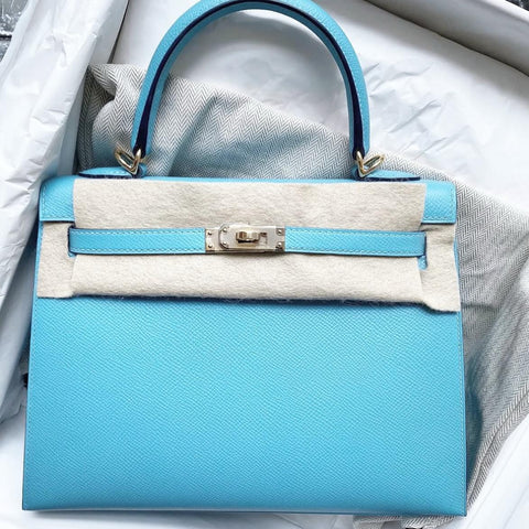 Kelly 25 Sellier Blue du Nord Epsom