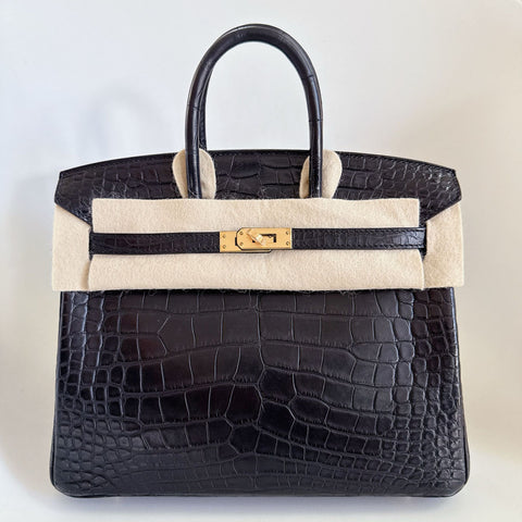 Birkin 25 Black Matte Alligator