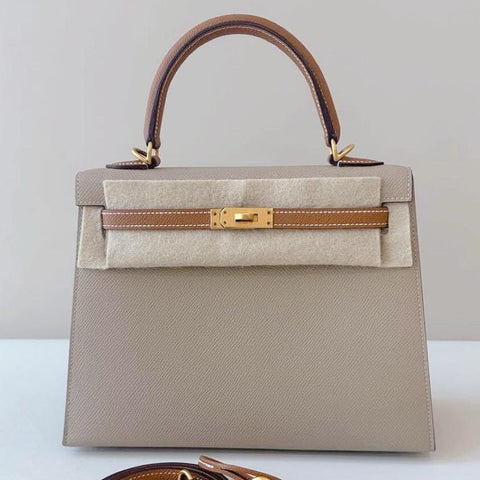 Kelly 25 Sellier Trench/Gold Epsom Brushed