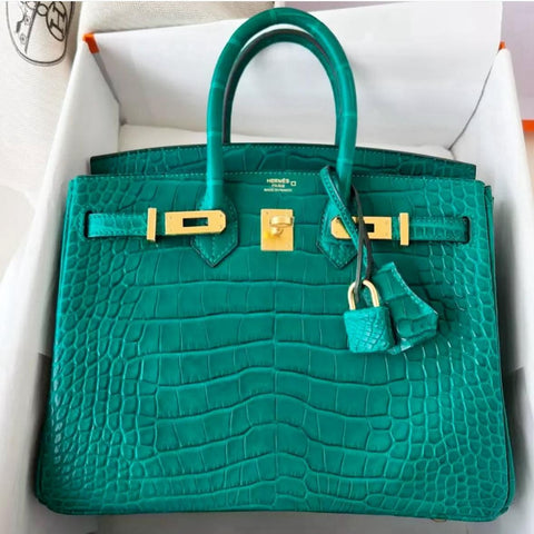 Birkin 25 Malachite Matte Alligator