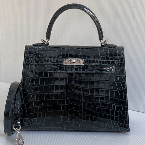 Kelly 25 Sellier Vert Rousseau Shiny Niloticus