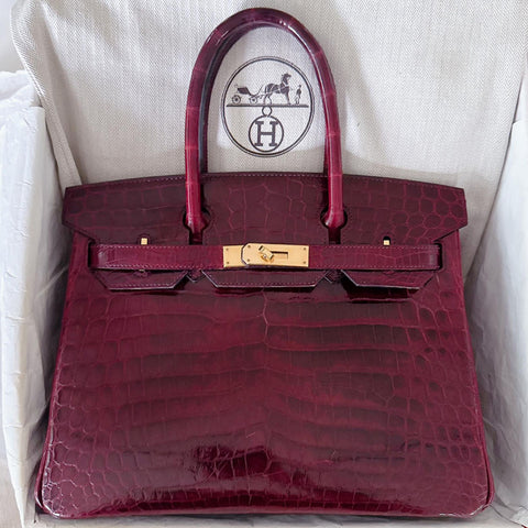 Birkin 30 Bordeaux Shiny Niloticus