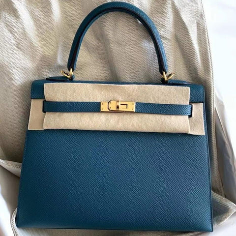 Kelly 25 Sellier Vert Bosphore Epsom