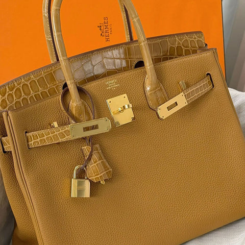 Birkin 30 Touch Caramel/Tabac Togo/Shiny Niloticus