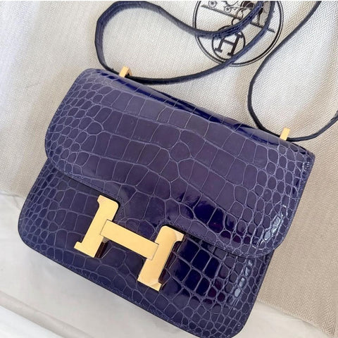 Constance 18 Blue Encre Shiny Alligator