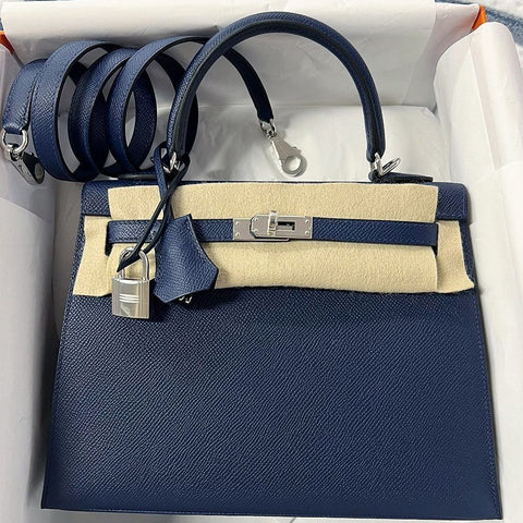 Kelly 25 Sellier Blue Sapphire Epsom