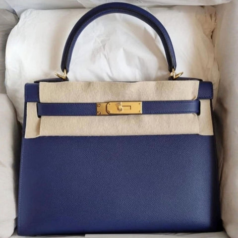 Kelly 28 Sellier Blue Sapphire Epsom
