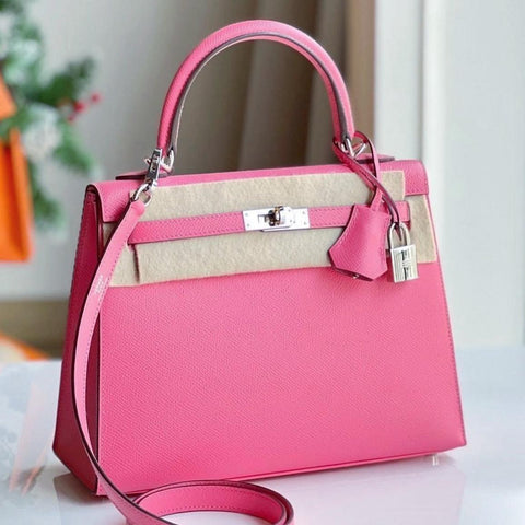 Kelly 25 Sellier Rose Azalee Epsom