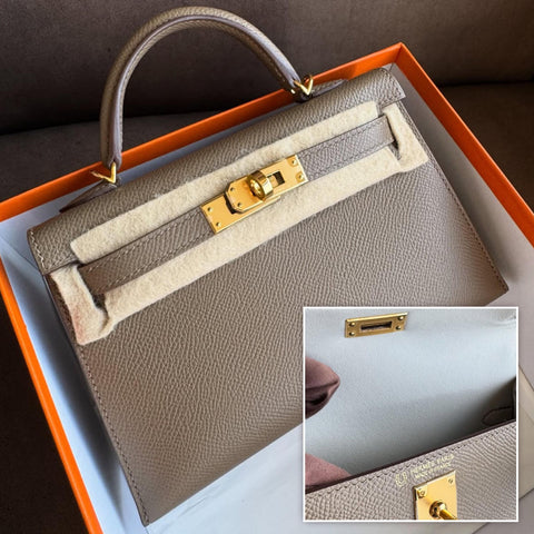 Kelly Mini Etoupe/Gris Perle Epsom