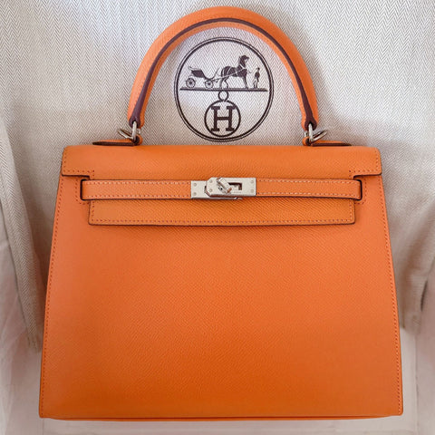 Kelly 25 Sellier Orange Epsom