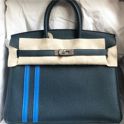 Birkin 25 Officier Vert Cypress Togo