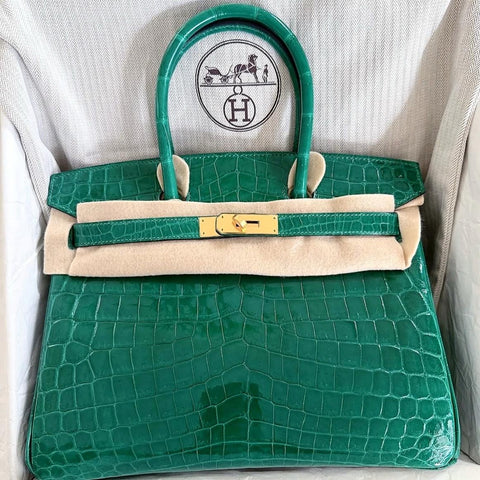 Birkin 30 Vert Emerald Shiny Niloticus
