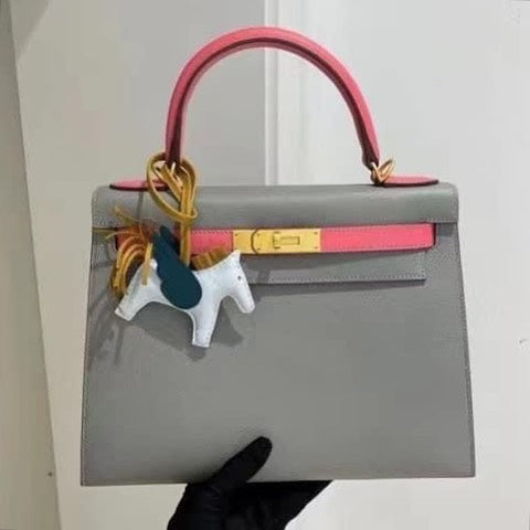 K28 Sellier Gris Mouette/Rose Azalee Epsom