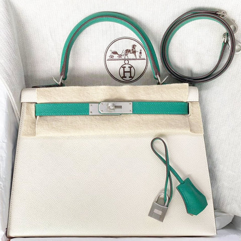 K28 Sellier Craie/Vert Vertigo Epsom Brushed