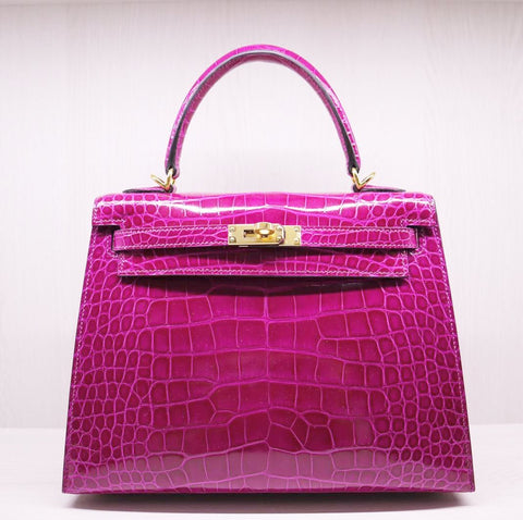 K25 Sellier Rose Pourpre Shiny Alligator